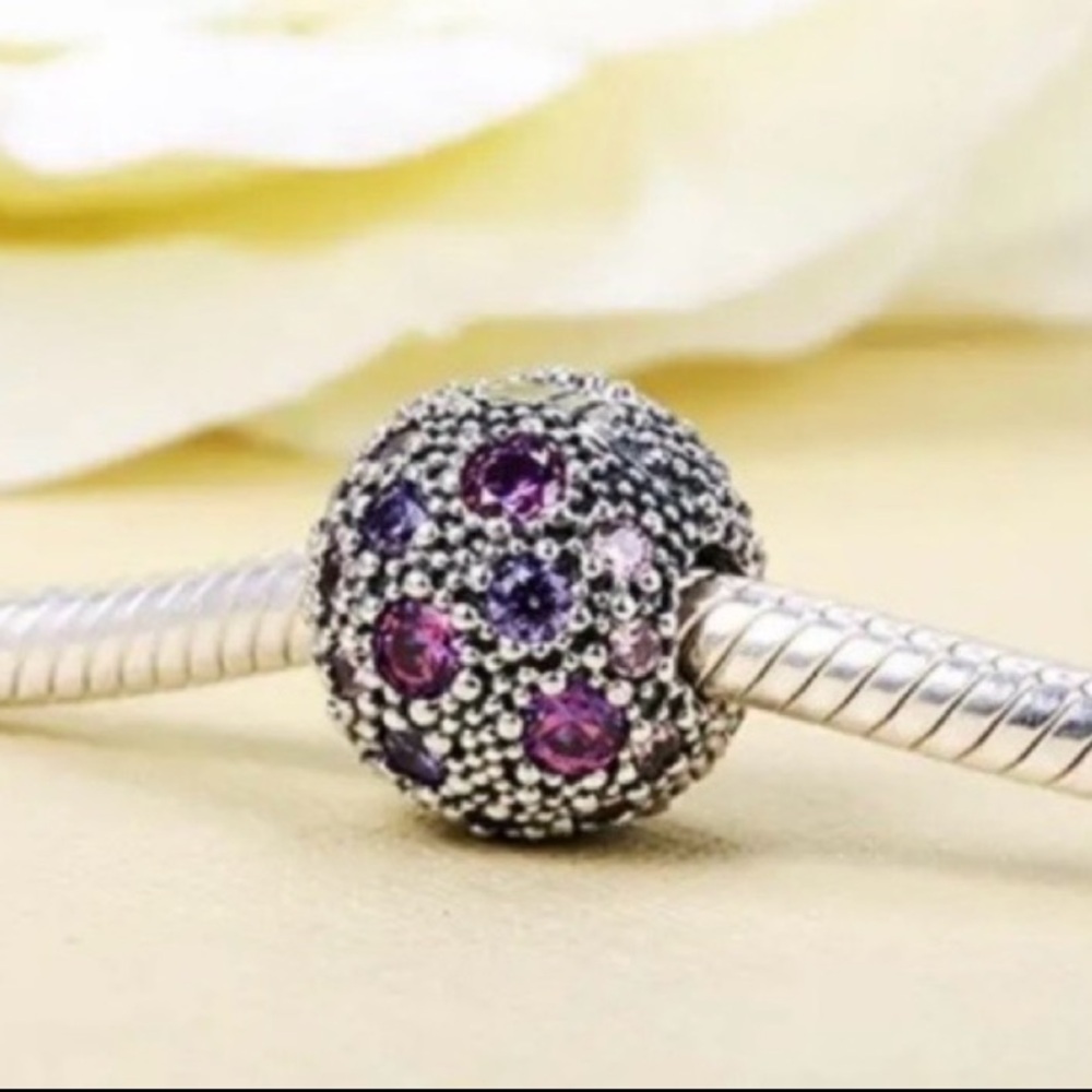 PANDORA Fancy Purple Cosmic Stars Clip Necklace - Picture 8 of 11